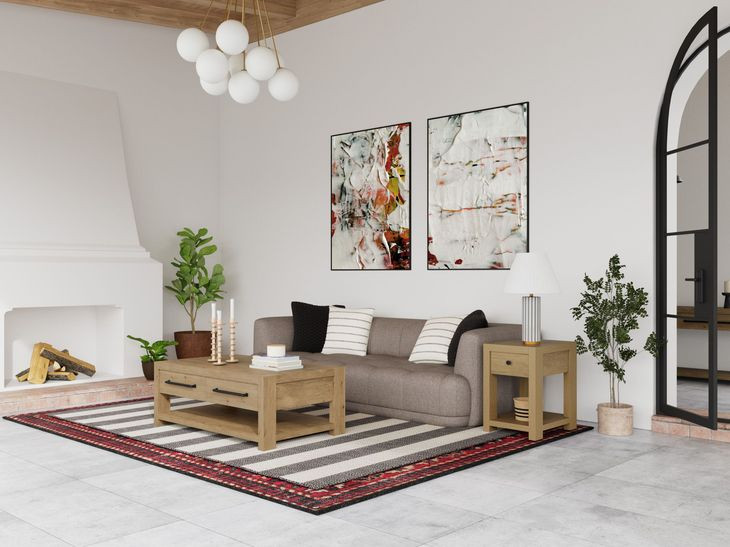 Davie Pale Oak Rectangular Occassional Table Set