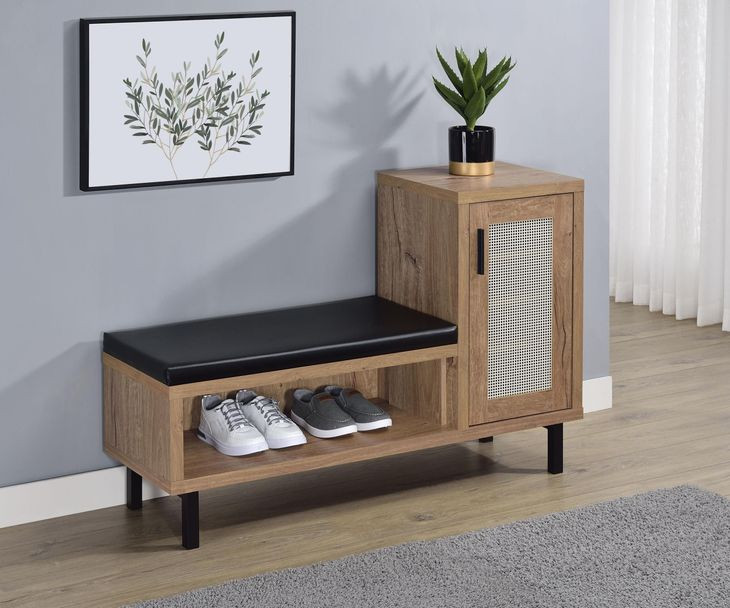 Teller Natural Oak Entryway Shoe Storage Bench