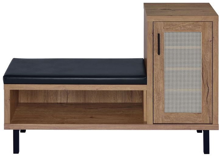 Teller Natural Oak Entryway Shoe Storage Bench