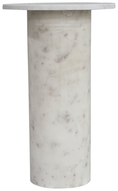Claude White Marble Round Accent Table
