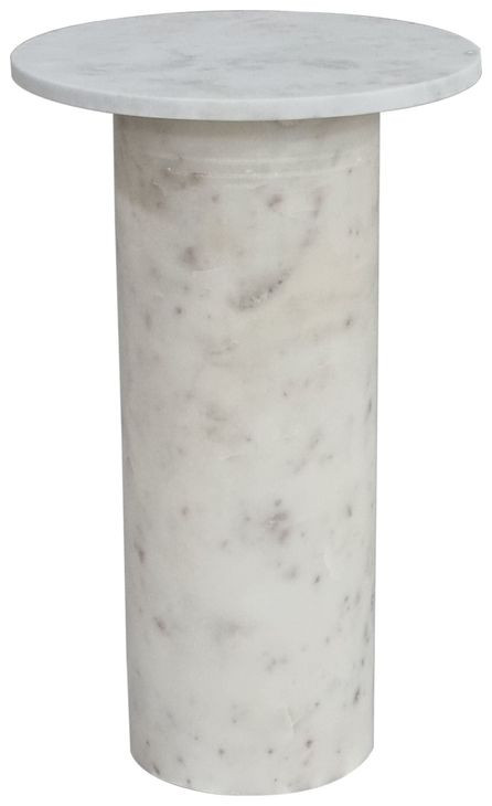 Claude White Marble Round Accent Table