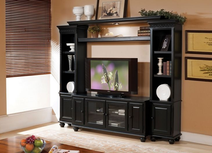 Ferla Black Entertainment Center with Light Function