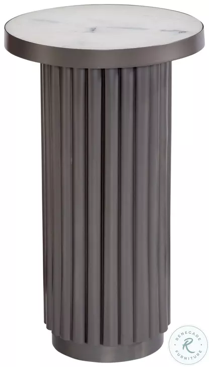 Dillon Pewter And White Marble Accent Table