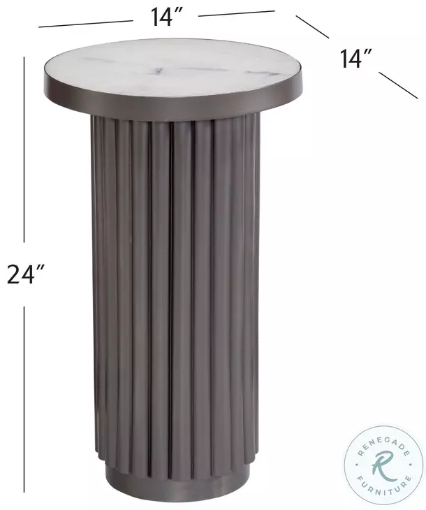 Dillon Pewter And White Marble Accent Table