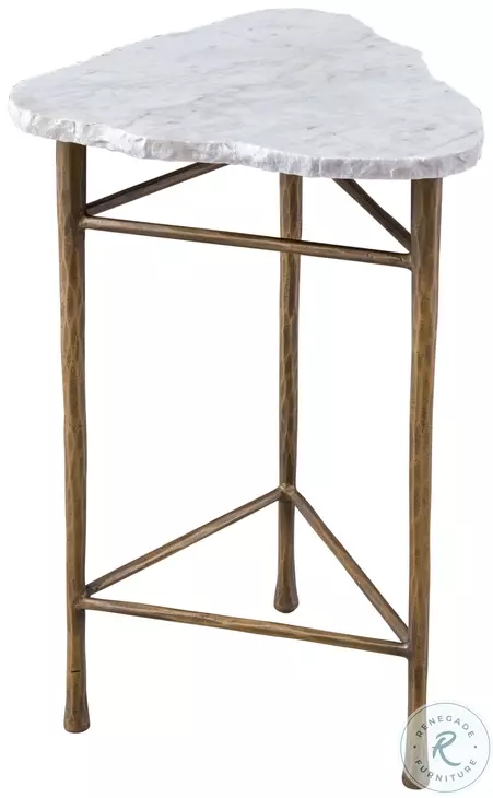 Knapp Antique Brass And White Marble Accent Table