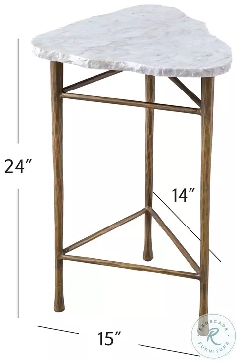 Knapp Antique Brass And White Marble Accent Table