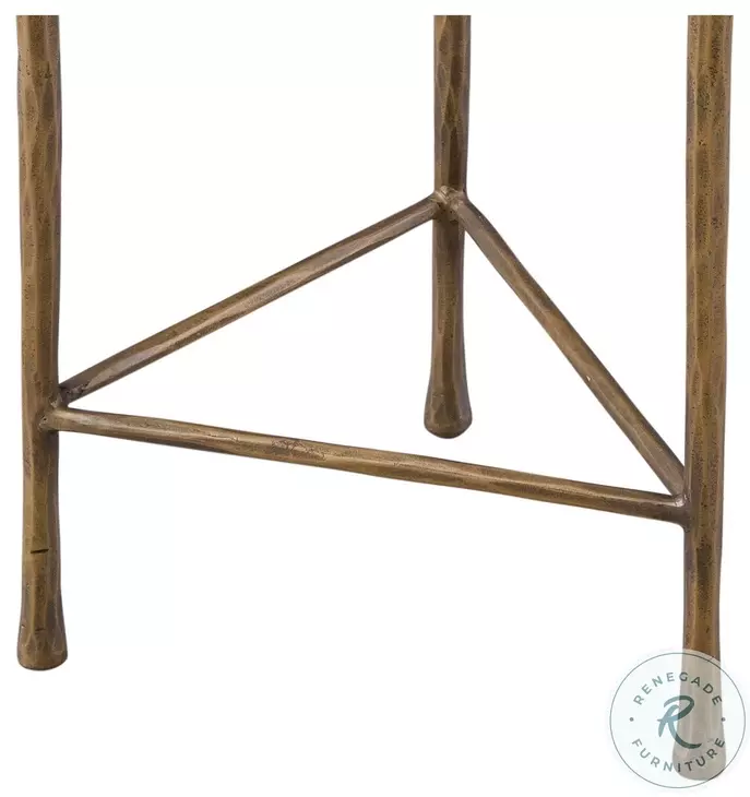 Knapp Antique Brass And White Marble Accent Table