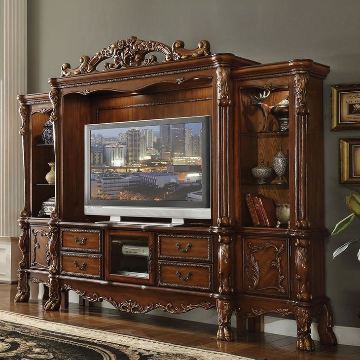 Dresden Cherry Oak 121" Entertainment Center with LED