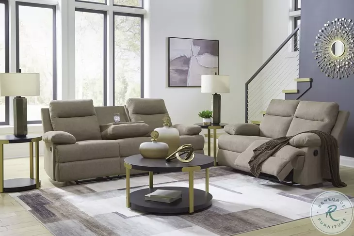 Tarrant Mocha Reclining Sofa with Drop Down Table