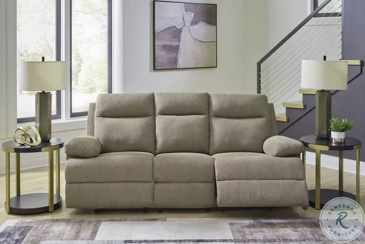 Yarrow Lane Mocha Reclining Sofa with Drop Down Table