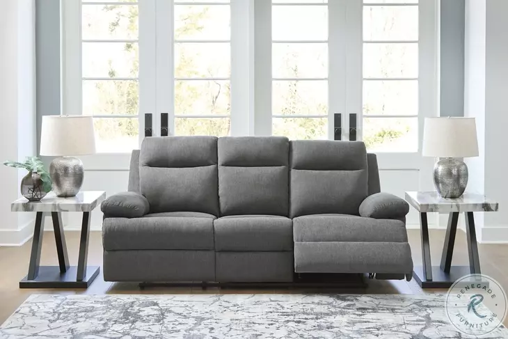 Yarrow Lane Charcoal Reclining Sofa with Drop Down Table