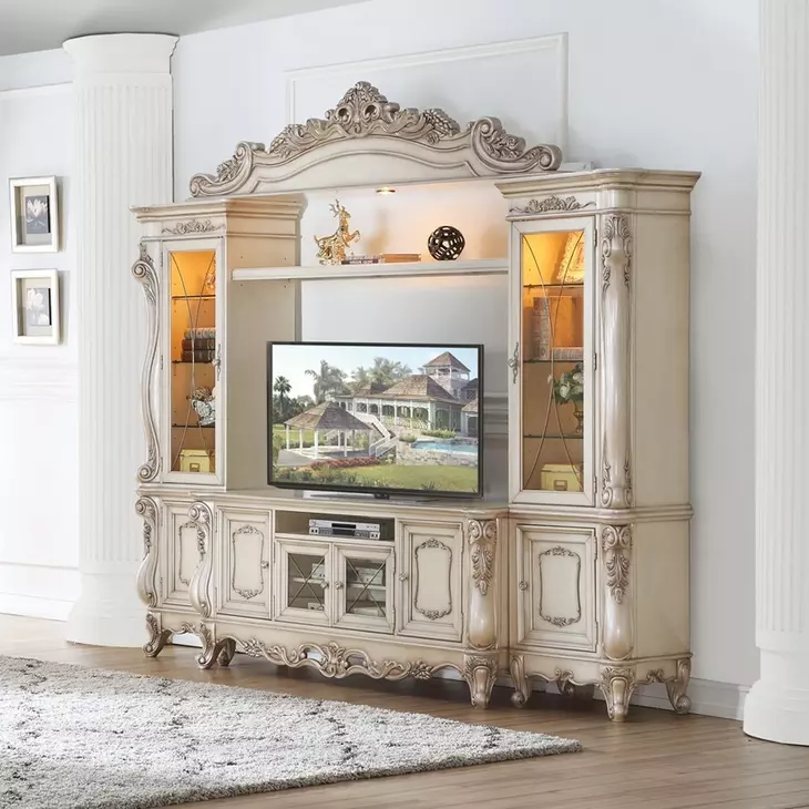 Gorsedd Golden Ivory 117" Entertainment Center with LED