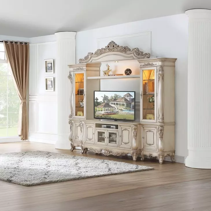 Gorsedd Golden Ivory 117" Entertainment Center with LED