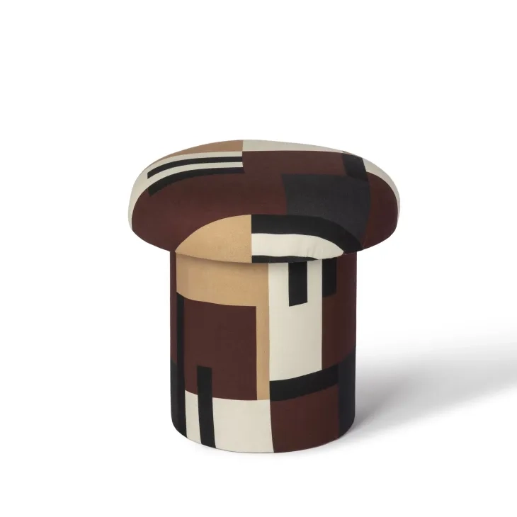 Lucy Mud Brown Upholstered Accent Stool