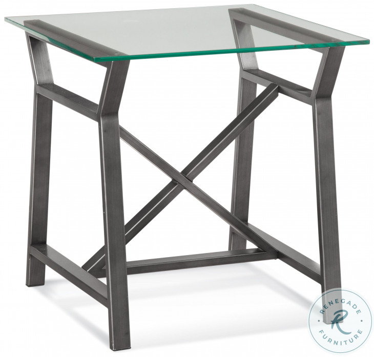 Ross Pewter Glass Top Rectangular End Table From Bassett Mirror Coleman Furniture