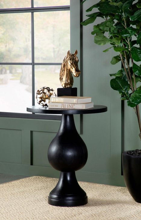 Dianella Black Stain Round Pedestal Accent Table