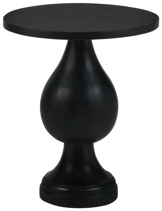 Dianella Black Stain Round Pedestal Accent Table