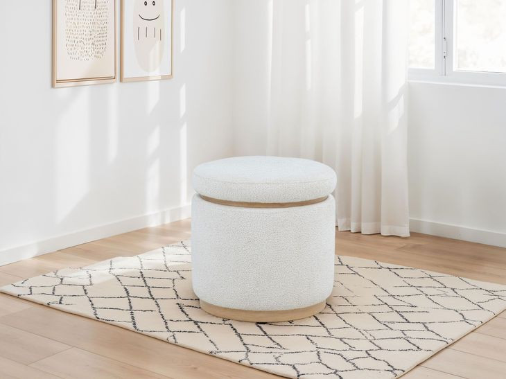 Remuda Ivory Round Ottoman with Storage