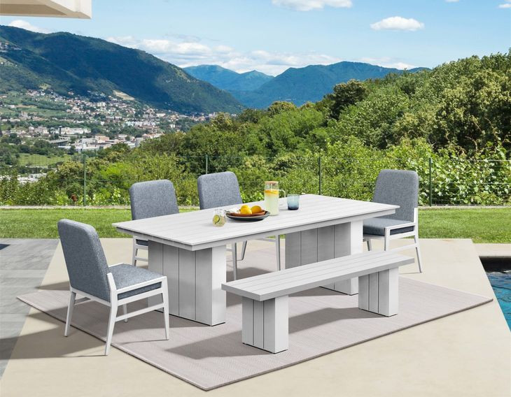 Nash Outdoor Dining Blue Upholstered Outdoor Side Chair