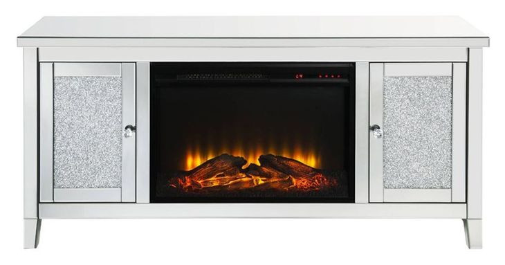 Noralie Silver 59" TV Stand with Fireplace