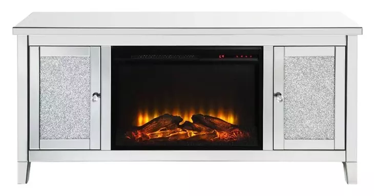 Noralie Silver 59" TV Stand with Fireplace