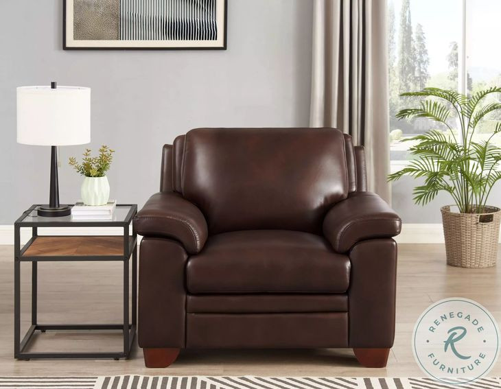 Ironvale Chestnut Leather Upholstered Accent Chair