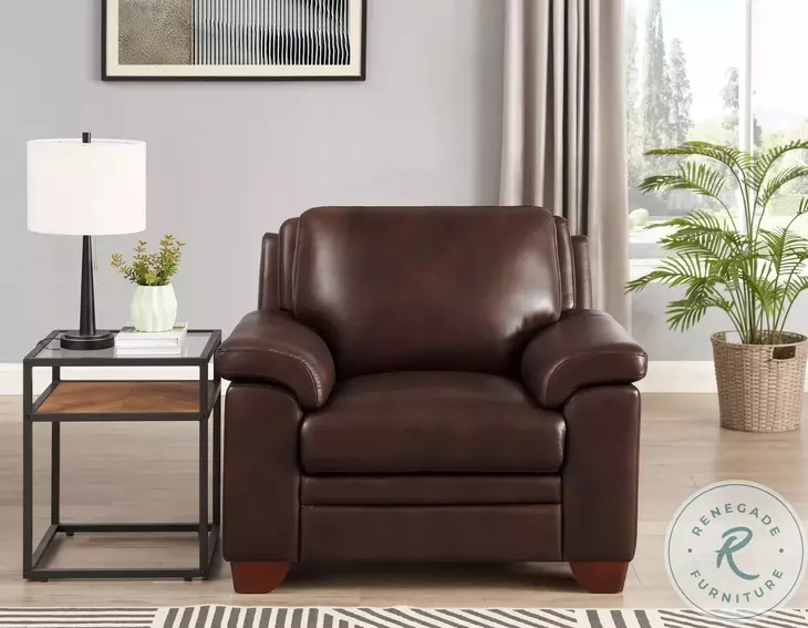 Ironvale Chestnut Leather Upholstered Accent Chair