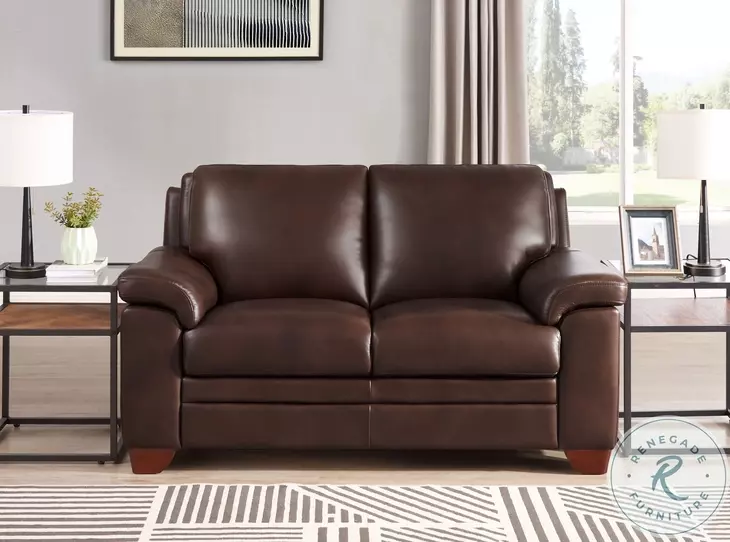 Ironvale Chestnut Top Grain Leather Loveseat