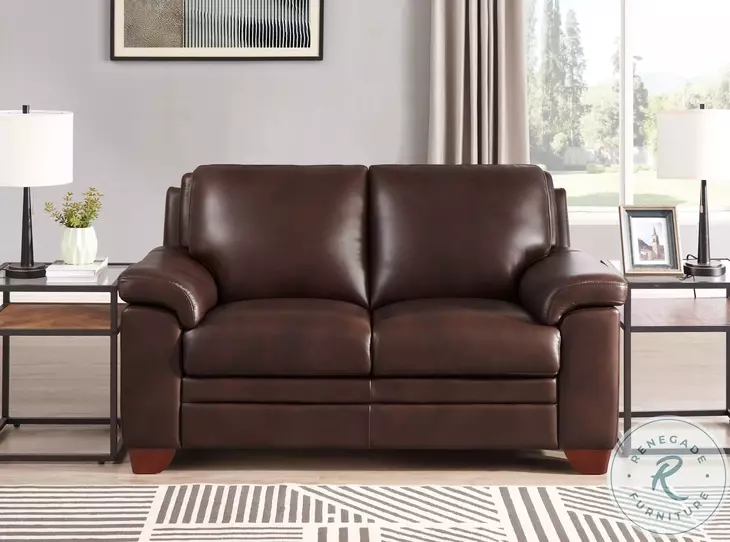 Ironvale Chestnut Leather 62" Loveseat