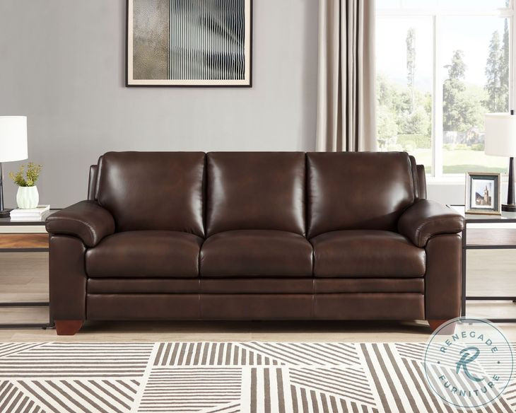 Ironvale Chestnut Top Grain Leather Sofa