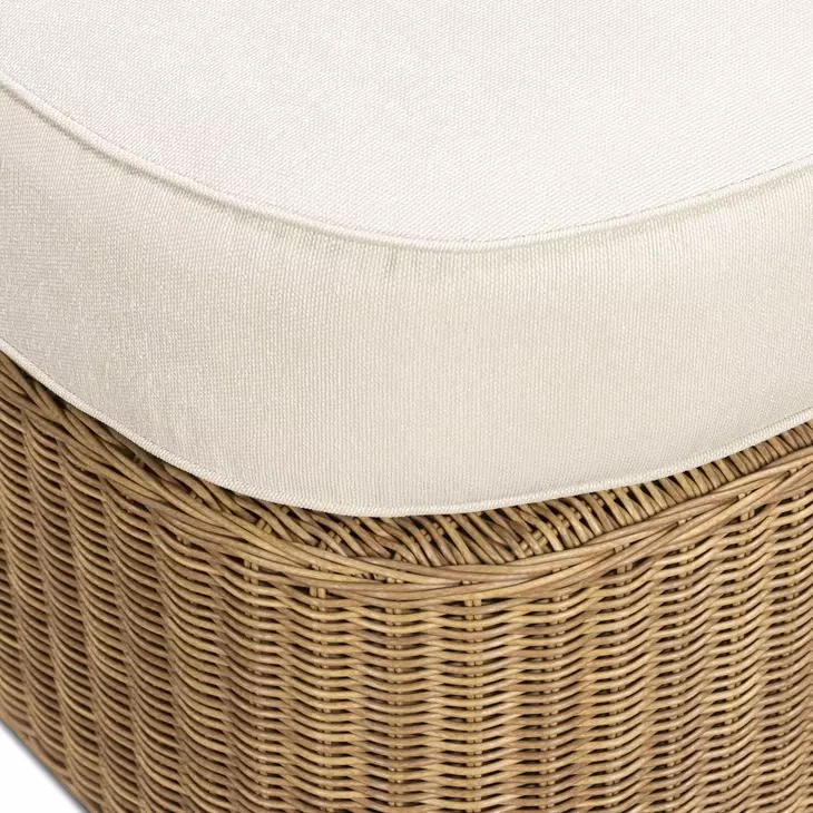 Axel Cream Performance Fabric Upholstered Outdoor Square Ottoman