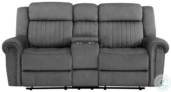 Brennen Charcoal Double Reclining Console Loveseat