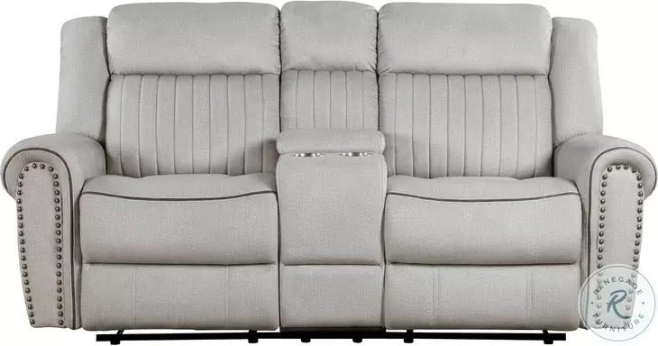 Brennen Mist Double Reclining Loveseat with Center Console