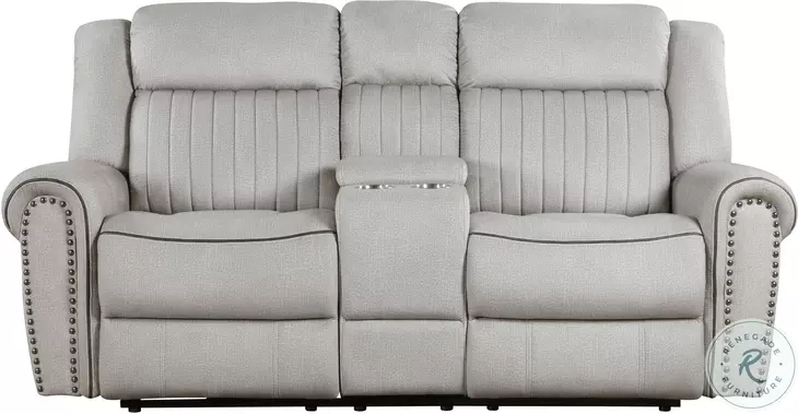Brennen Mist Double Power Reclining Loveseat with Center Console