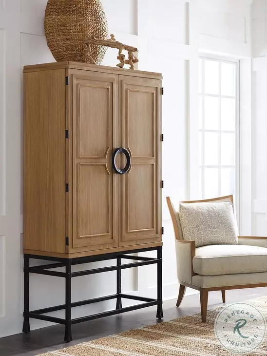 Newport Sandstone Jade Bar Chest on Stand By Barclay Butera