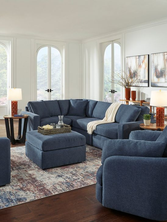 Modmax Ink Performance Fabric Upholstered Square Accent Ottoman