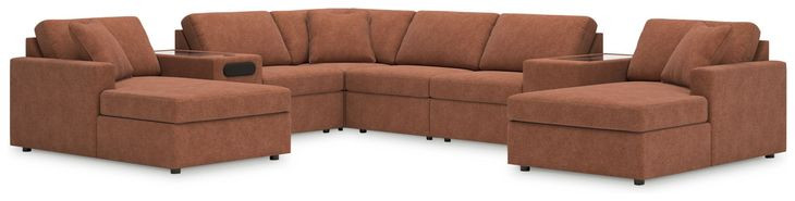 Modmax Spice Performance Fabric 8 Piece Modular Double Chaise Sectional with Audio and Storage Consoles