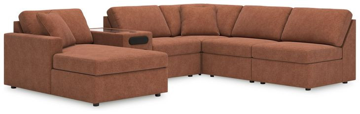 Modmax Spice Performance Fabric 6 Piece Modular Sectional with LAF Chaise and Audio Console