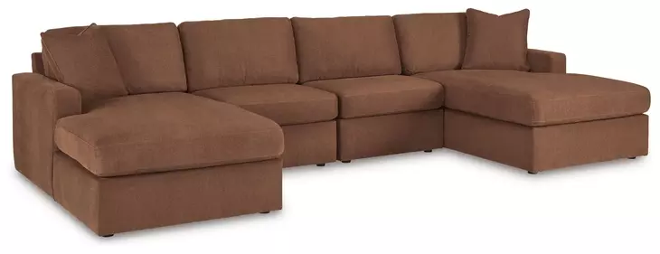 Modmax Spice Performance Fabric 4 Piece Modular Double Storage Chaise Sectional
