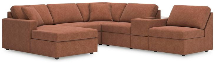 Modmax Spice Performance Fabric 6 Piece Modular Sectional with LAF Chaise and Storage Console