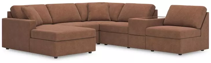 Modmax Spice Performance Fabric 6 Piece Modular Sectional with LAF Chaise and Storage Console