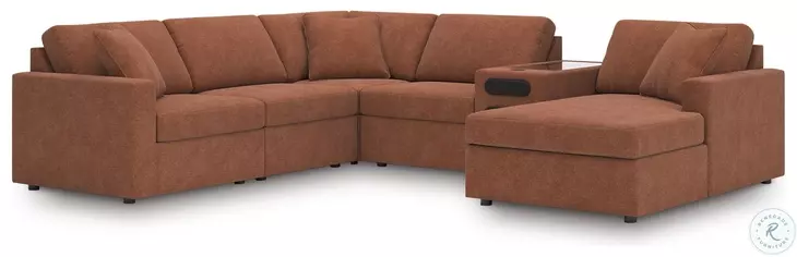 Modmax Spice 6 Piece Performance Fabric Sectional with Audio System and RAF Chaise