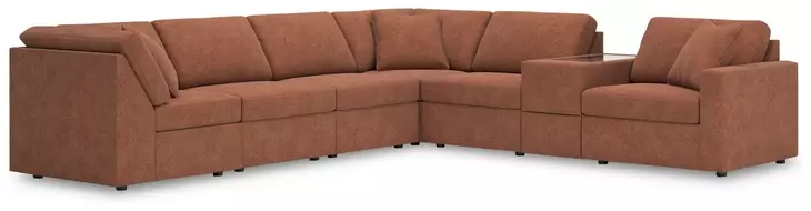 Modmax Spice Performance Fabric 7 Piece Modular Sectional with Storage Console and RAF Corner Chair