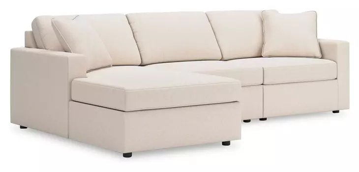 Modmax Oyster Performance Fabric 3 Piece Modular Sectional with LAF Storage Chaise