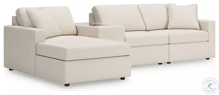 Modmax Oyster 4-Piece Performance Fabric Modular Sectional with LAF Chaise and Storage Console
