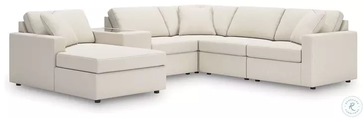 Modmax Oyster 6 Piece Performance Fabric Sectional with LAF Chaise