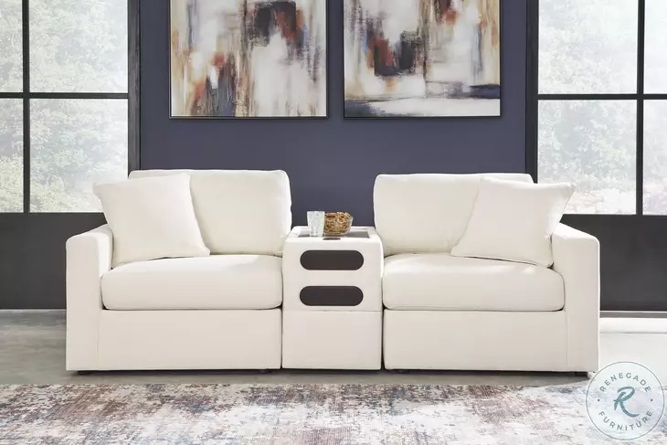 Modmax Oyster Performance Fabric Modular Sectional Sofa with Audio Console
