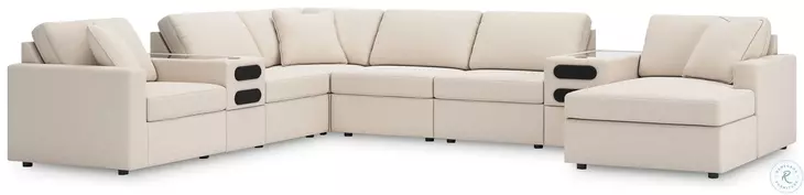 Modmax Oyster 8-Piece Performance Fabric Modular Sectional with RAF Chaise and Audio Consoles