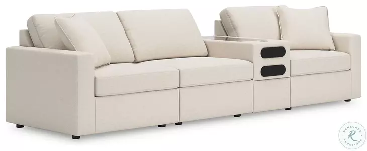 Modmax Oyster 4-Piece Performance Fabric Modular Sectional with Audio Console