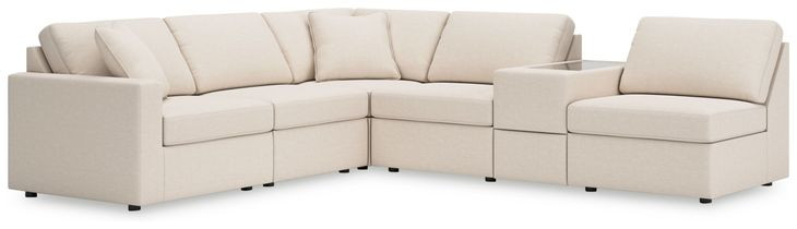Modmax Oyster Performance Fabric 6 Piece Modular Sectional with Storage Console